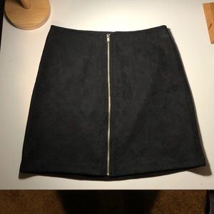 Caren Forbes Black Suede Mini Skirt with Zipper XS